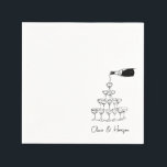 Champagne Tower Sketch Custom Name Wedding Napkin<br><div class="desc">Set a celebratory tone with these minimalist wedding napkins featuring a hand-drawn champagne tower and flowing bottle illustration. Perfect for cocktail hour, welcome parties, or reception toasts, this modern black and white design can be customised with names or event details. A chic and festive touch for couples who love clean,...</div>