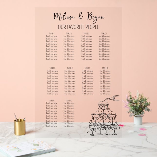 Champagne Tower Wedding 10 tables seating chart (Wedding)