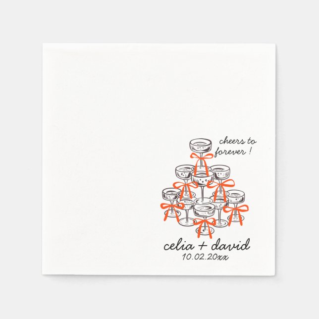 Champagne Tower Wedding Napkin (Front)