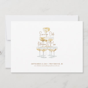 Champagne Tower Wedding Save Our Date Invitation