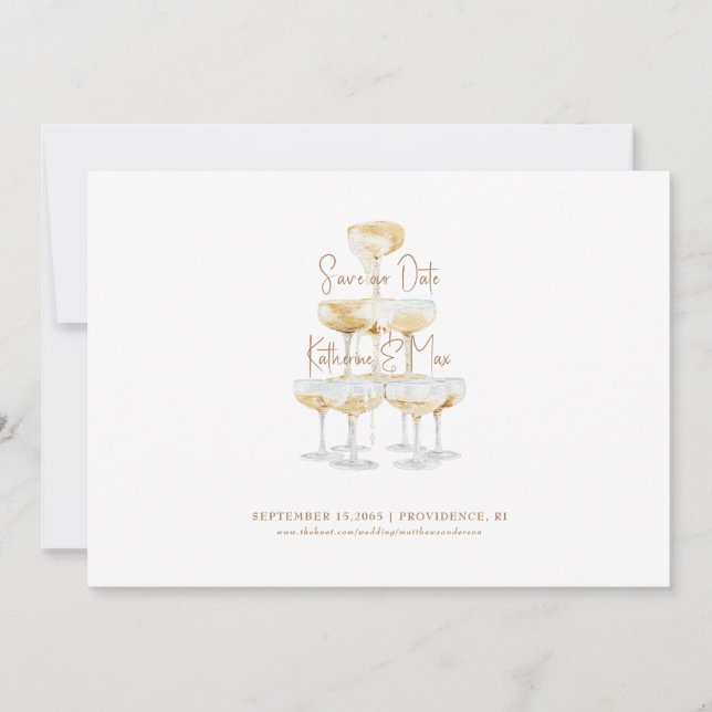 Champagne Tower Wedding Save Our Date Invitation (Front)