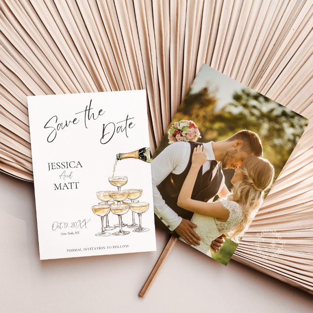 Champagne Tower with Photo Save The Date (Creator Uploaded)