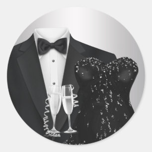 Champagne Tuxedo Black Dress Party Stickers