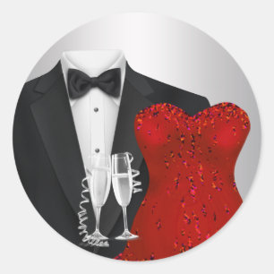Champagne Tuxedo Red Dress Party Stickers
