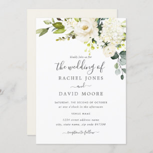 Champagne Watercolor Floral Wedding Invitation
