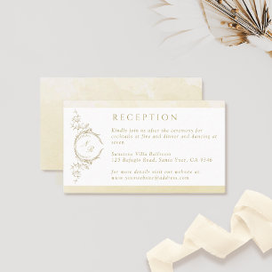 Champagne Watercolor Monogram Wedding Reception Enclosure Card