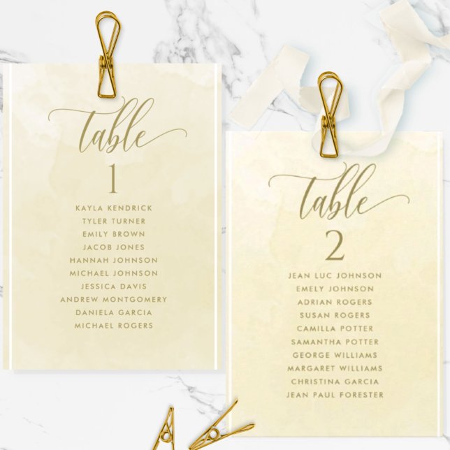 Champagne Watercolor Seating Plan Card Guest Name (Creator Uploaded)