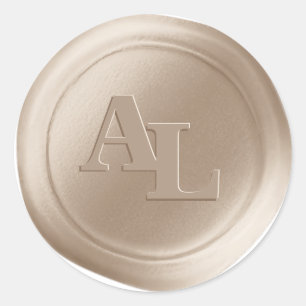 Champagne Wax Seal Monogram Wedding Stickers