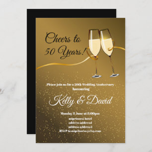 Champagne, wedding anniversary invitation