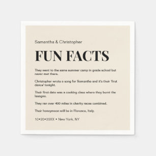 Champagne Wedding Customisable Fun fact list Napkin