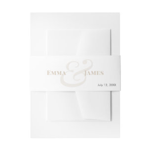 Champagne Wedding Invitation Names & Monogram Belly Band