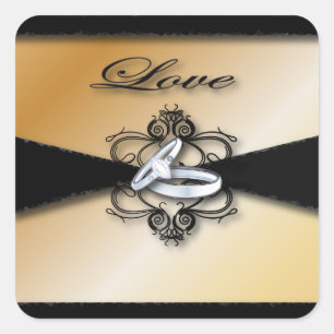 Champagne Wedding Save the date and Favour Square Sticker
