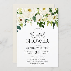 Champagne White Blooming Flowers Bridal Shower Invitation