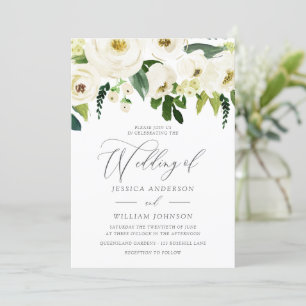 Champagne White Flowers Supremely Elegant Wedding Invitation