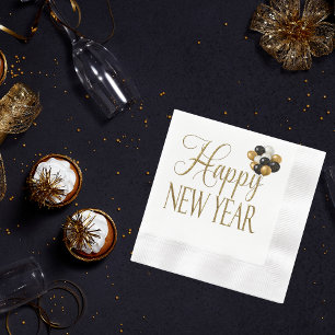 Champagne White & Gold New Year's Eve Paper Napkin
