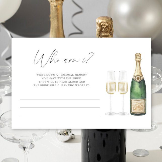 Champagne - Who am I bridal shower game Stationery (Creator Uploaded)