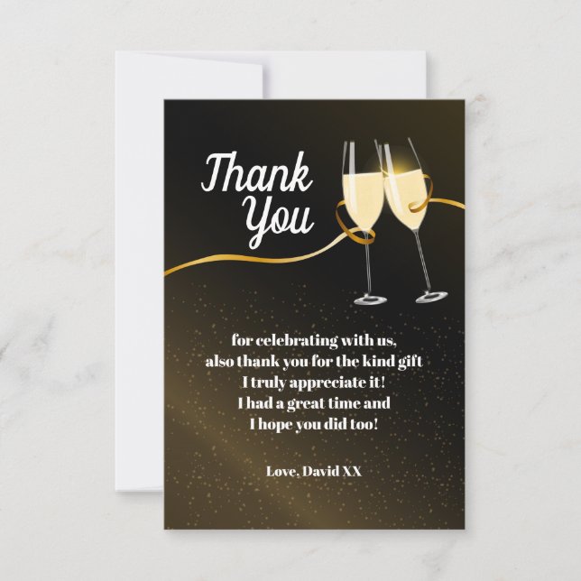 Champagne, wine, adult, thank you card (Front)