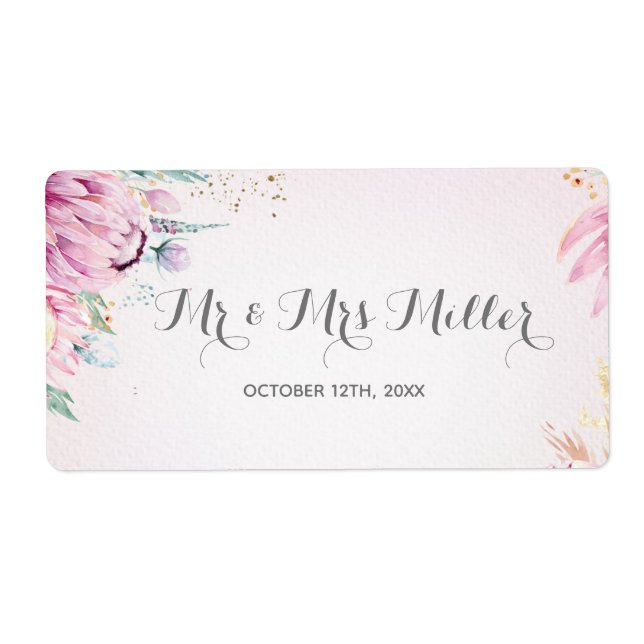 Champagne wine bottle label floral wedding (Front)