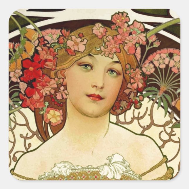 Champagne Woman 1897 - F. Champenois Imprimeur Square Sticker (Front)