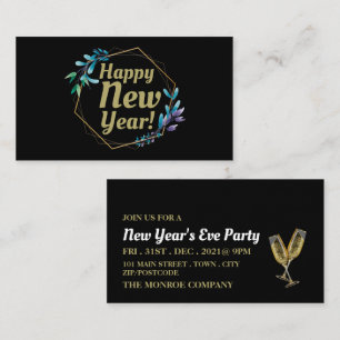 Champagne & Wreath, New Year's Eve Party Ticket Enclosure Card