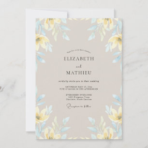 Champagne Yellow Lily Wedding Invitation