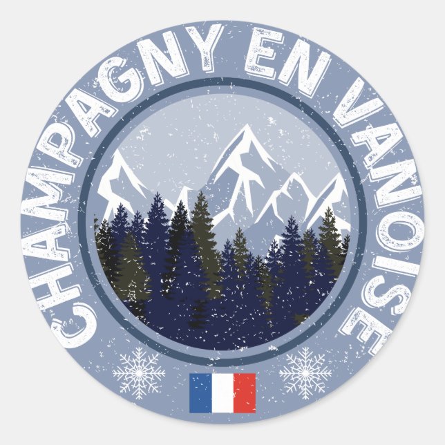 Champagny in Vanoise Ski Resort Classic Round Sticker (Front)