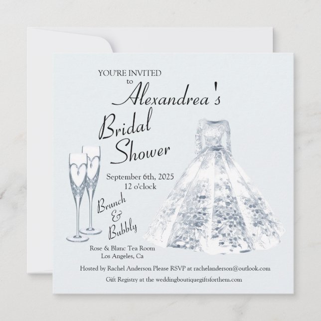 Champaign Brunch & Bubbly Bridal Shower  Invitation (Front)