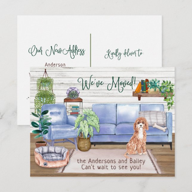 Champaign Cockapoo Cosy New Home Moving       Anno Announcement Postcard (Front/Back)