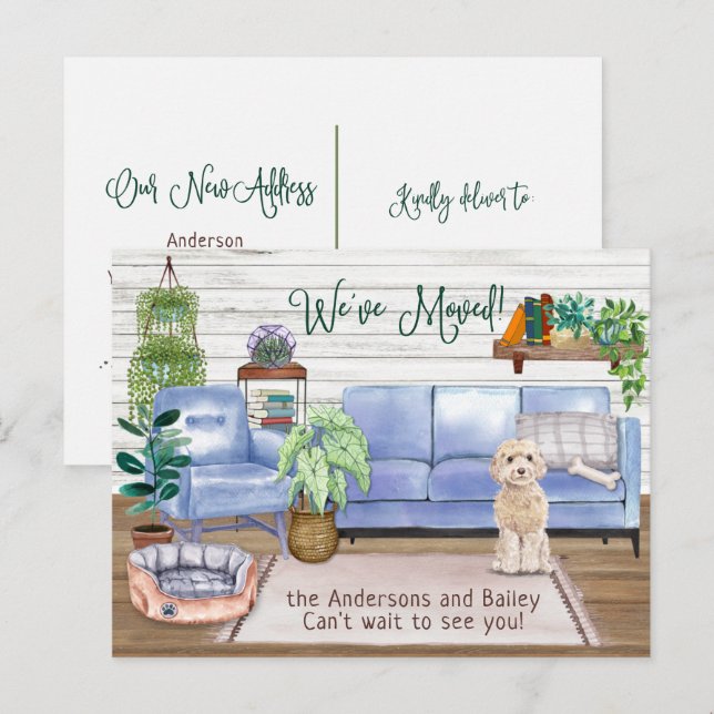 Champaign Cockapoo Cosy New Home Moving       Announcement Postcard (Front/Back)