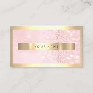 Champaign Gold Frame Metallic Sparkly Pink Glitter Business Card