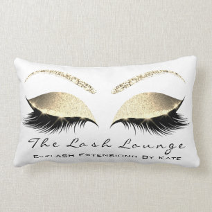 Champaign Gold Glitter Glam Makeup Lashes Beauty Lumbar Cushion