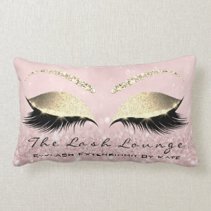 Champaign  Gold Glitter Pink Makeup Lashes Beauty Lumbar Cushion