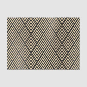 Champaign Gold Metallic Black VIP Chevron Art Deco Tissue Paper