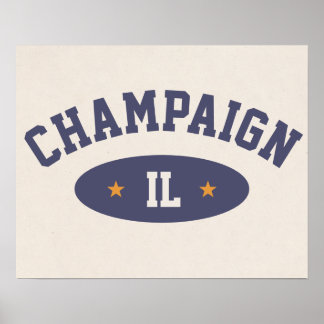 Champaign, Illinois Vintage Athletic-Style Poster