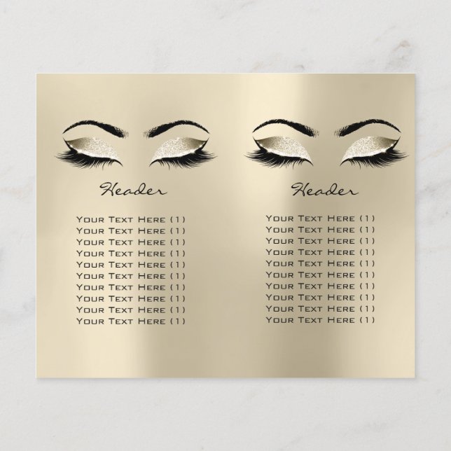 Champaigne Glitter Makeup Eye Lash Prices Leaflet Flyer (Back)
