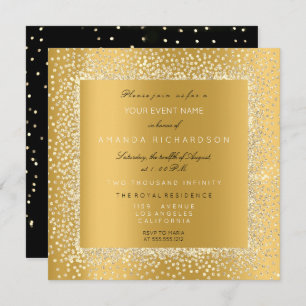 Champaigne Gold Black Confetti Sepia Glitter VIP Invitation