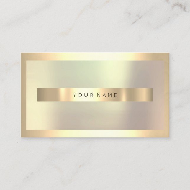 Champaigne Gold Frame Pearly Rose Gold Minimal Business Card (Front)