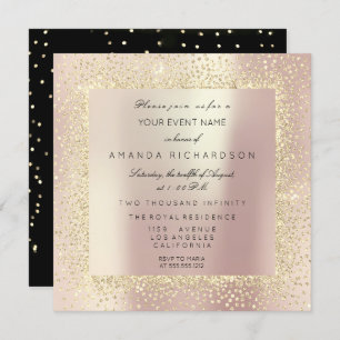 Champaigne Sepia Gold Glitter Confetti Rose Pearl Invitation