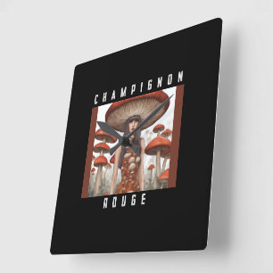 Champignon Rouge Square Wall Clock