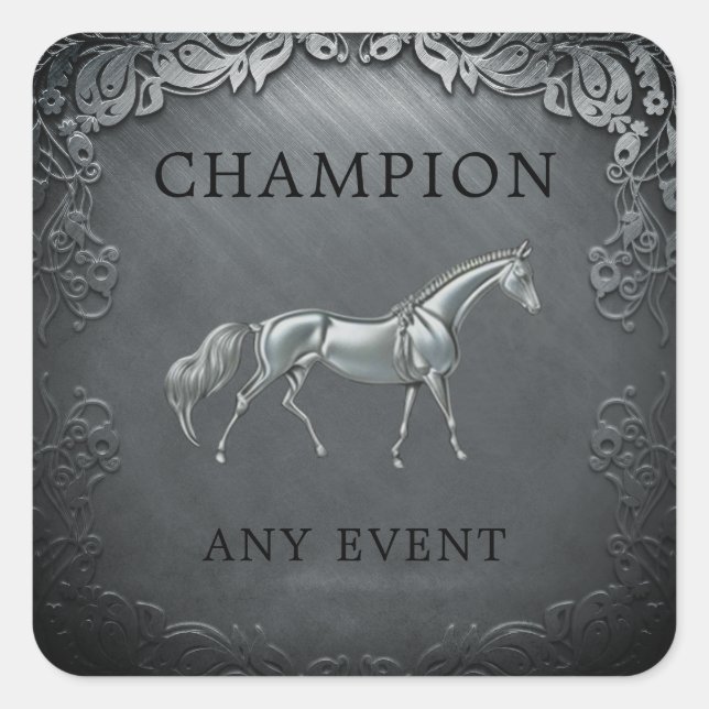 Champion Any Horse Event Accomplishment Engraved  Square Sticker (Front)