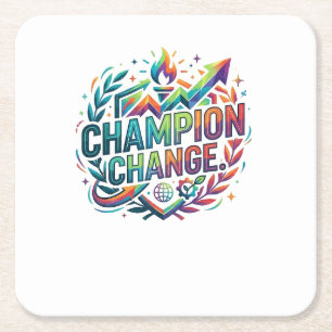 Champion Change T-Shirt Square Paper Coaster