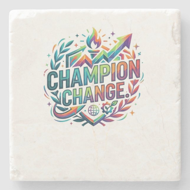 Champion Change T-Shirt Stone Coaster (Front)