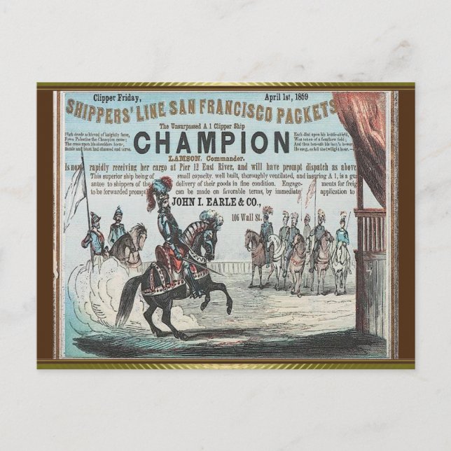 Champion Clipper Sailing  Postcard (Front)