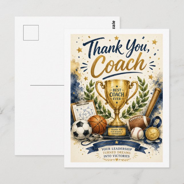 Champion Coach Thank You Trophy Card (Front/Back)