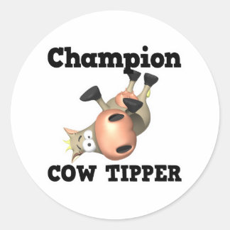 Champion Cow Tipper Classic Round Sticker