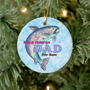 Champion Fishing Dad  Ceramic Ornament