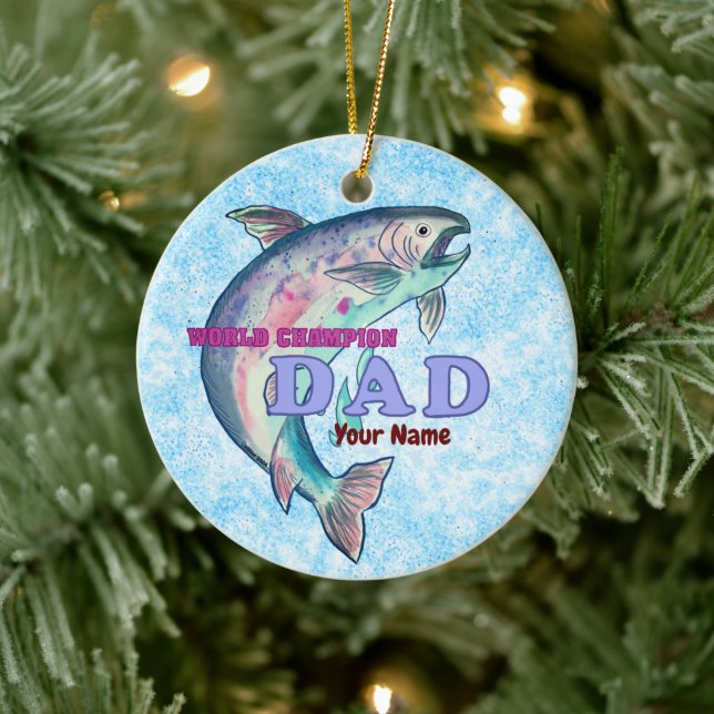 Champion Fishing Dad  Ceramic Ornament (Tree)