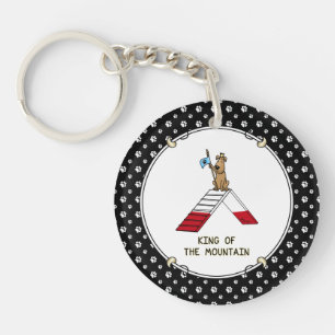 Champion king of the mountain dog agility funny key ring