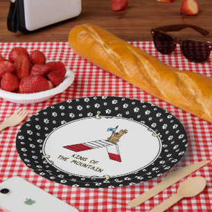 Champion king of the mountain dog agility funny paper plate