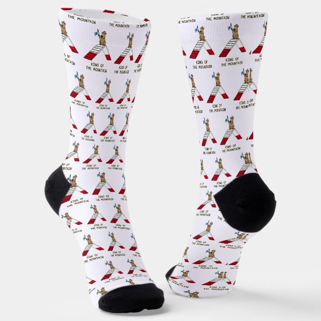 Champion king of the mountain dog agility funny socks (Angled)